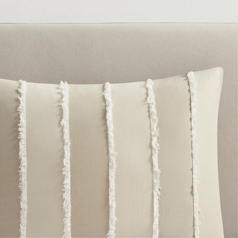 Housse de couette en coton 3 pièces pour lit double / grand avec rayures horizontales alternées