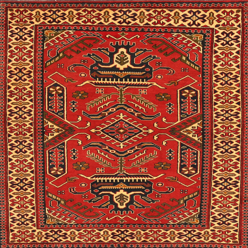 Tapis traditionnel rouge / brun Dimitrios, Rond 4 pi