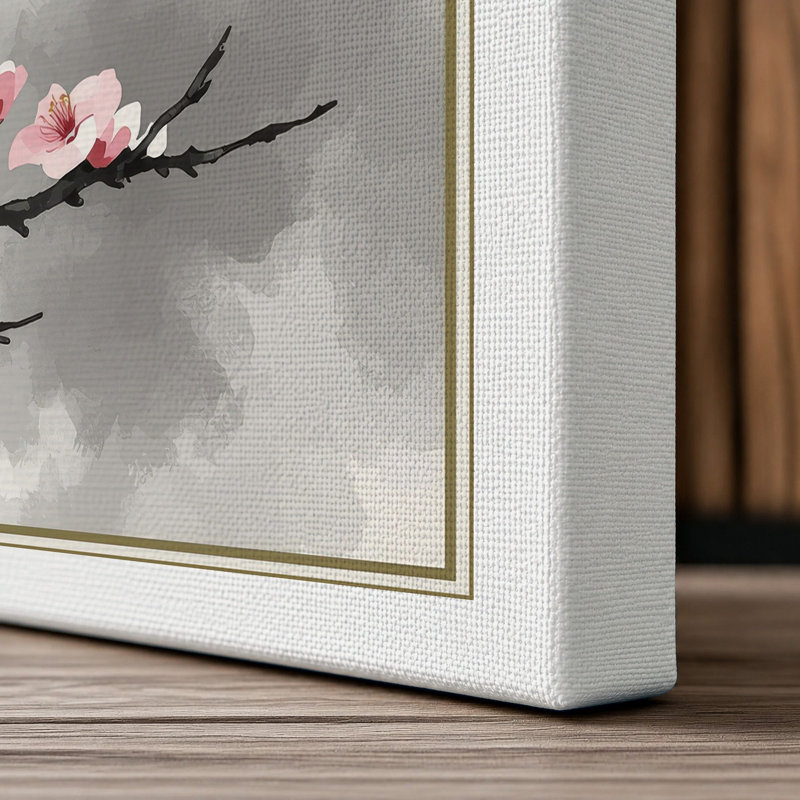 Moonlit Cherry Blossom Japandi - Wrapped Canvas, 30x20 - 76.2 x 50.8 cm, White Border
