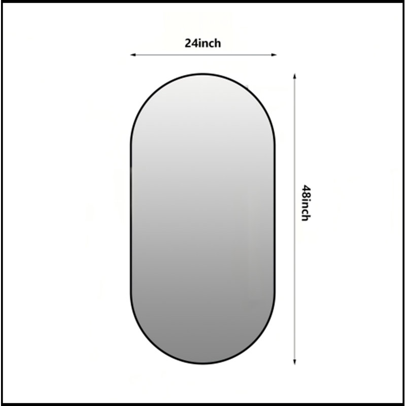 Parrett ovale avec cadre en aluminium, 48" H x 24" W