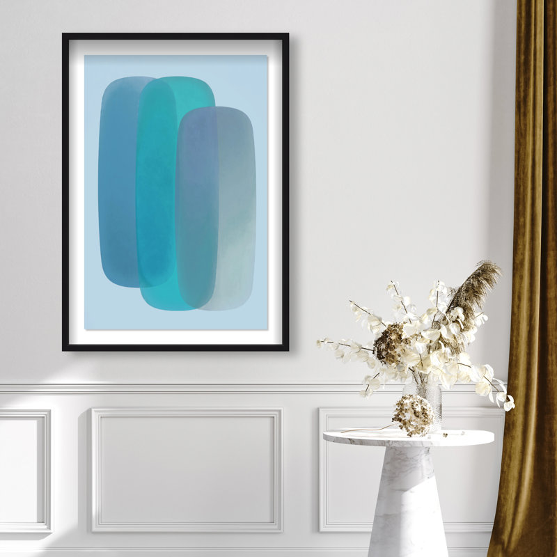 Teal Gradients Print by Oliver Gal, 25.5"H x 17.5"W, Black Shadowbox