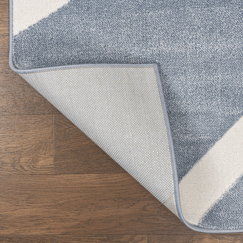 Banesa MidCentury Scandinavian Abstract Sun Two-Tone High-Low Blue/White Rug, Rectangle 5'3" x 7'7"