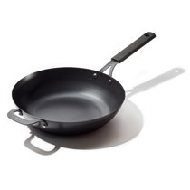  OXO Obsidian Pre-Seasoned Carbon Steel, 10 Frying Pan Skillet  with Removable Silicone Handle Holder, Induction, Oven Safe, Black: Home &  Kitchen