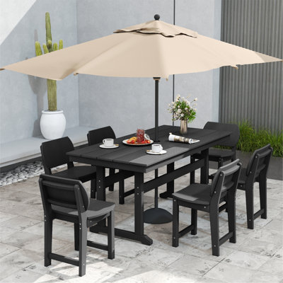 Ensemble de salle à manger de patio pour 6 personnes Hdpe