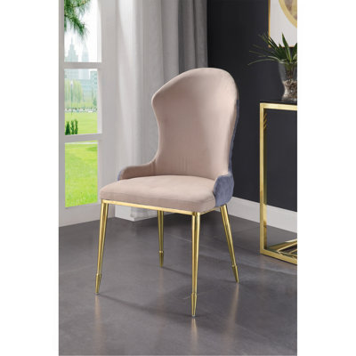 Ensemble de 2 chaises d'appoint en tissu brun clair et finition dorée