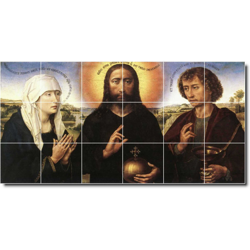 Carreau de céramique décorative 48 po x 24 po 8 po x 8 po, Peinture religieuse Rogier Weyden W09679