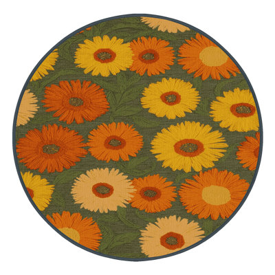 Machine Washable Botanical Brown Area Rug