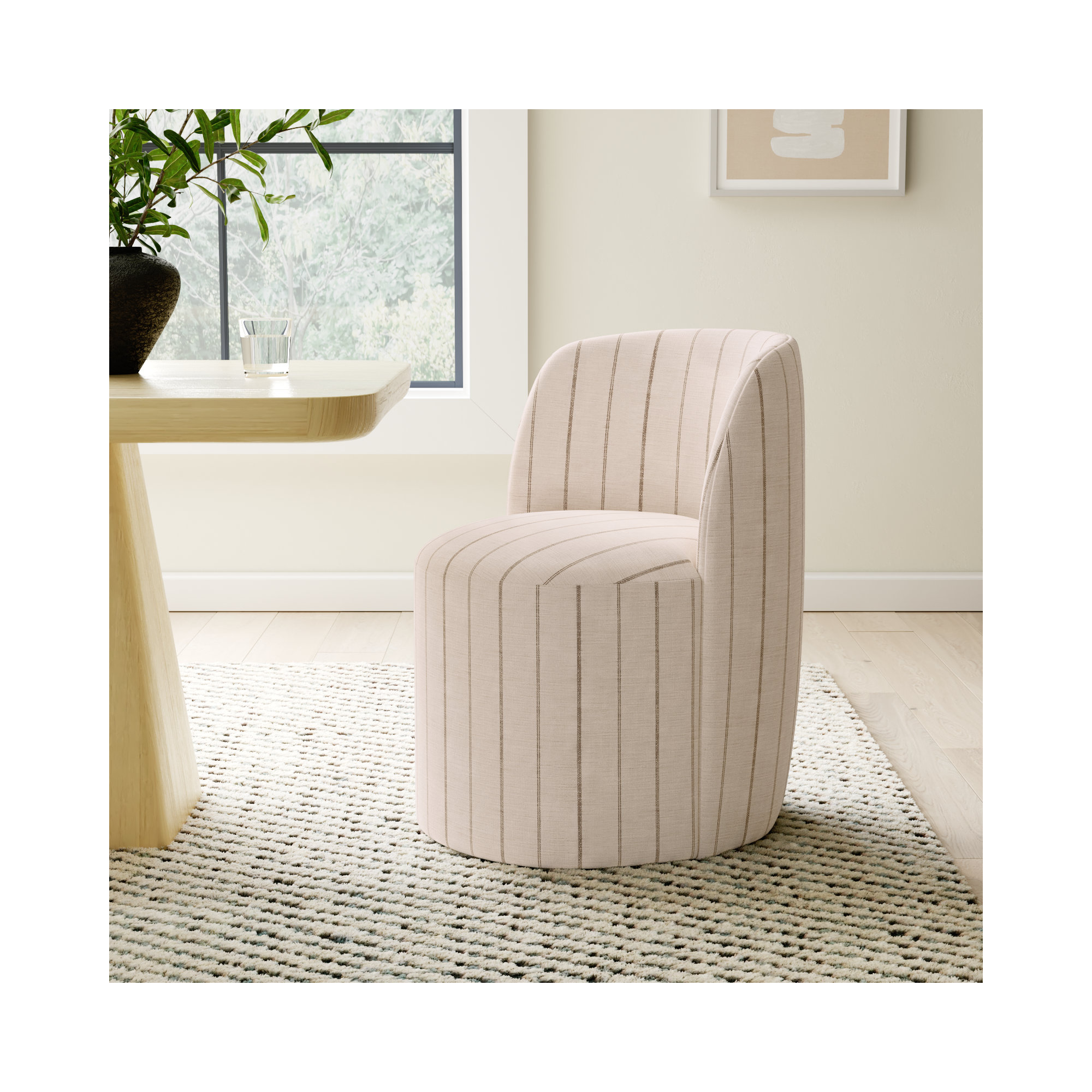 Begonia Dining Chair, Fritz Charcoal Stripe