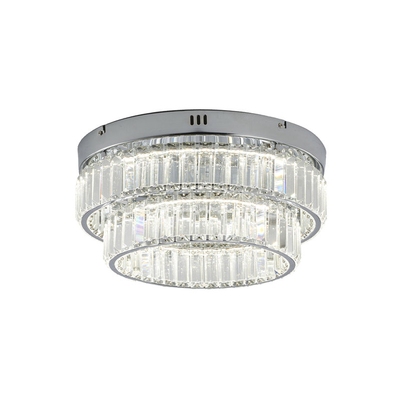 Modern 2-Light LED Round Crystal Flush Mount , Chrome