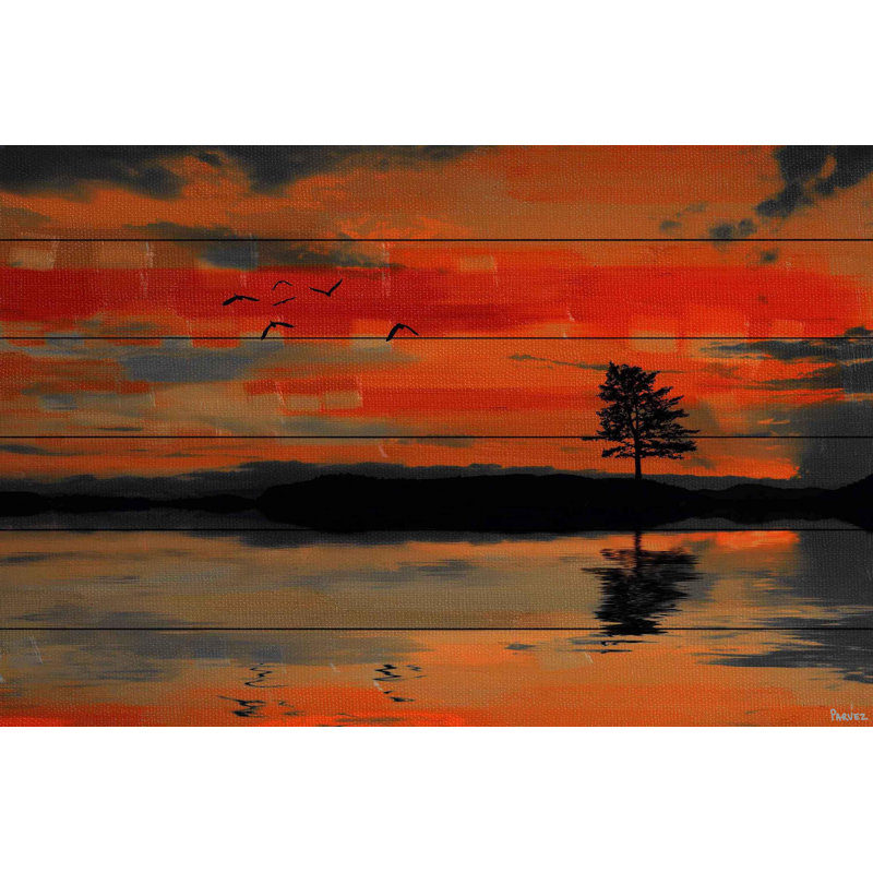 Sutton par Parvez Taj - Peinture sur bois sans cadre, H 12 po x l 18 po x P 1,5 po