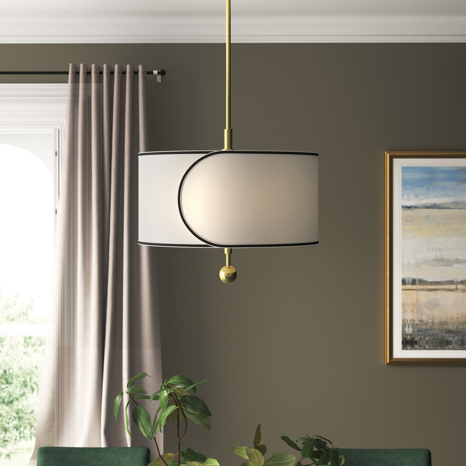 Hampshire 3 - Light Metal Drum Chandelier, Aged Brass