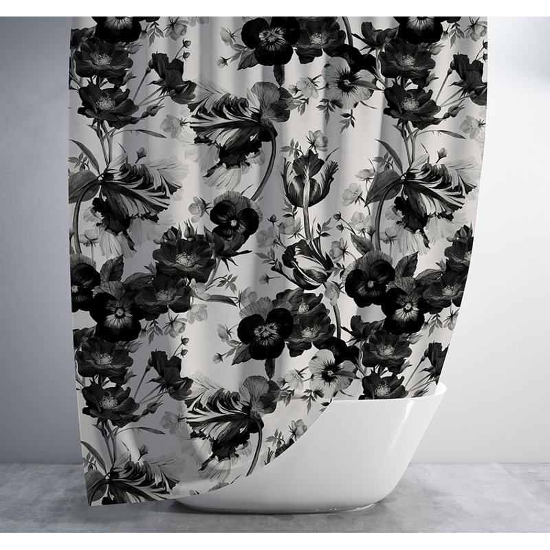 Rideau à fleurs noir et blanc classique