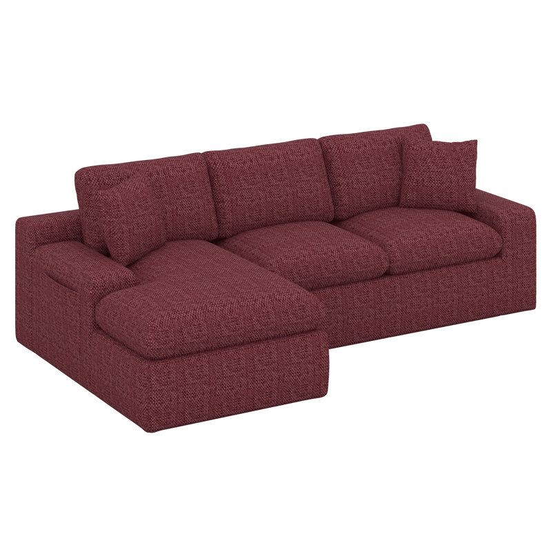 Canapé rembourré Boneless avec coussin double couche et poches latérales, Rouge