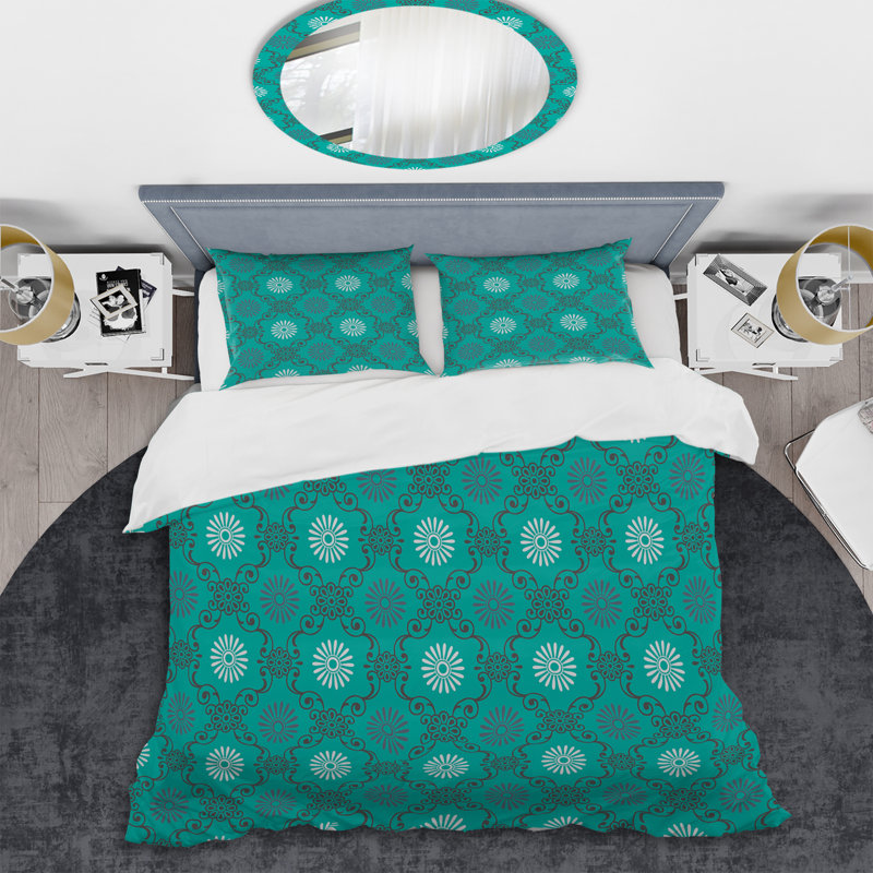 Ensemble de housse de couette en microfibre vert / brun 3 pièces