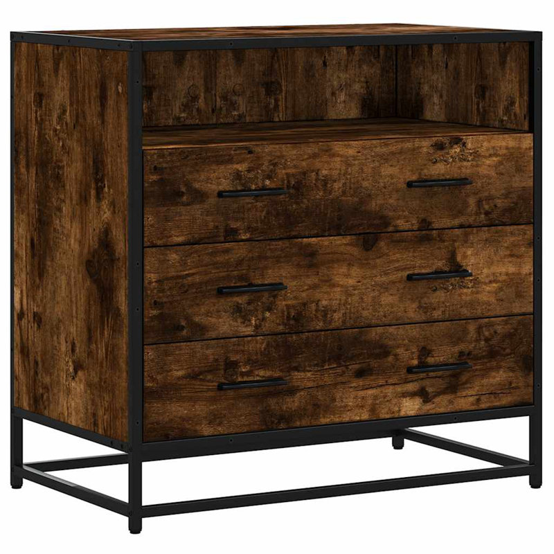 Stanely Metal Rectangle Accent Chest, Smoked Oak