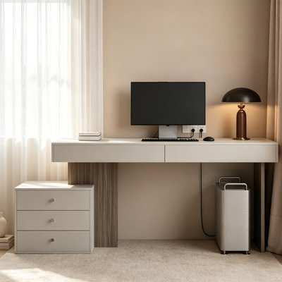 Modern Rectangular White Wooden Writing Desk