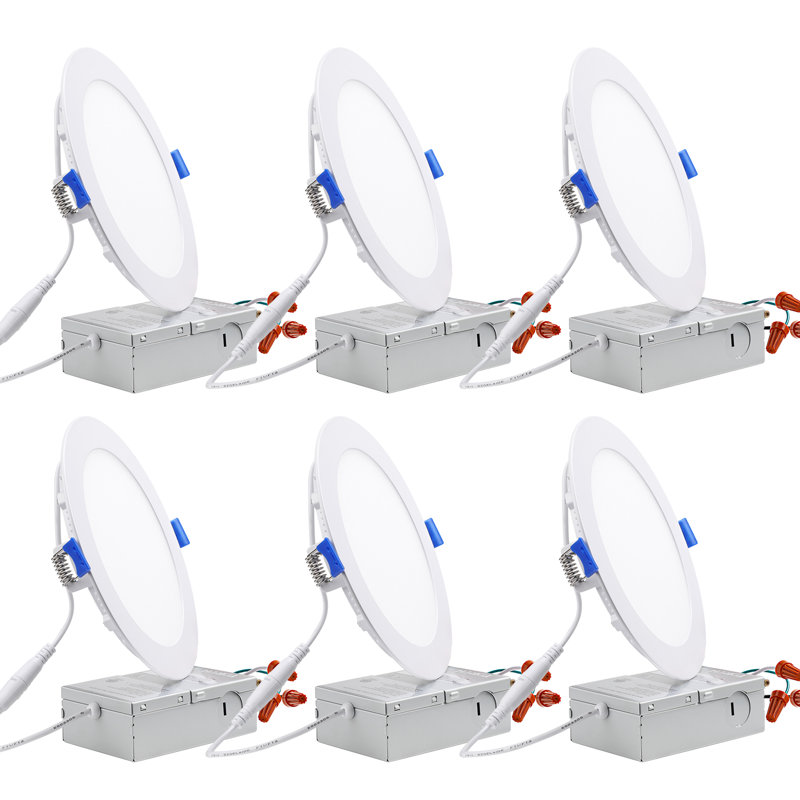 Lumière DEL encastrée 6 pouces avec boîte de jonction, intensité variable 12 W, blanc chaud 3000 K