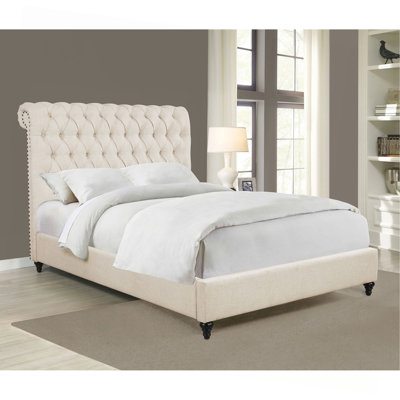 Clemence Beige Tufted Upholstered Eastern King Bed