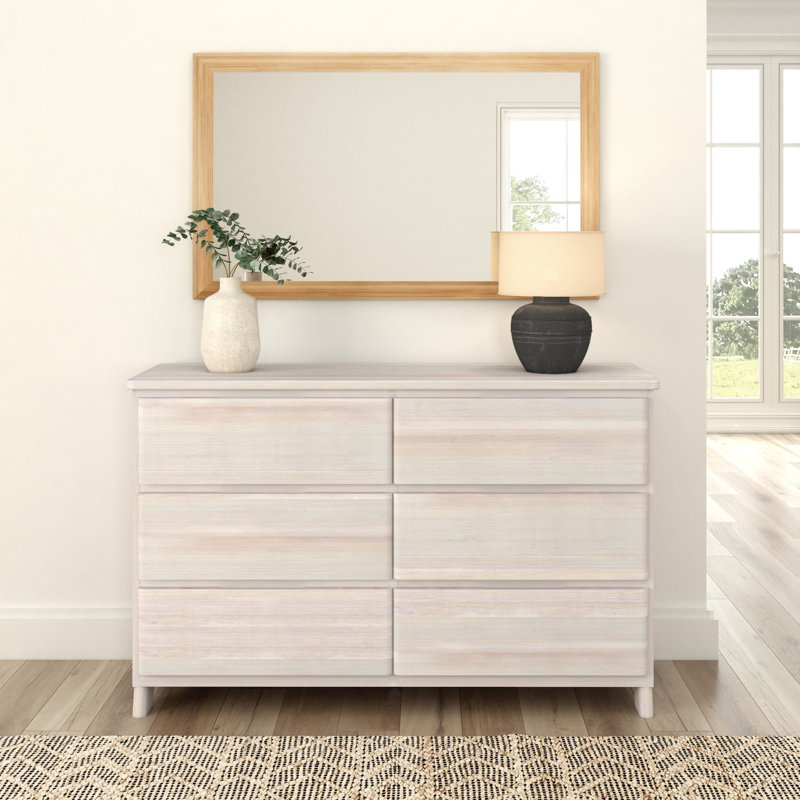 Commode 6 tiroirs Modern Farmhouse, Blanc délavé