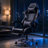 Gaming Chair with Massage Lumbar Support Ergonomic Video Game Chair for Adults, Adjustable Headrest & Footrest, 90-135° Recline, 360° Swivel, Grey-1977930649