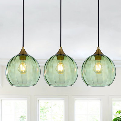 Luminaire suspendu sphérique 3 lumières à hauteur réglable en verre pour îlot de cuisine