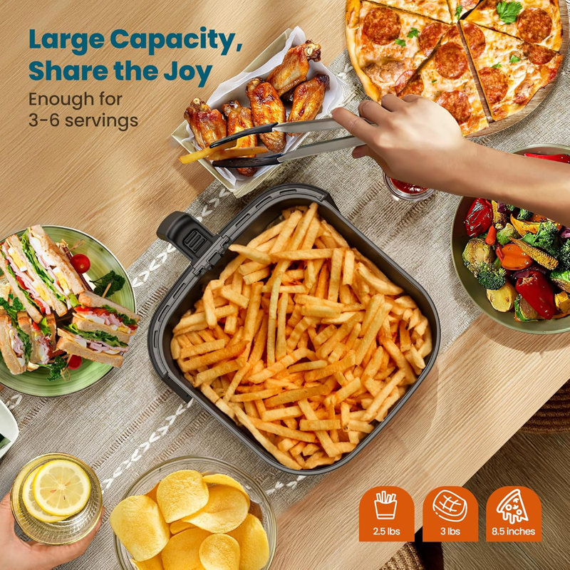 Air Fryer 12-In-1, Compact & Large 6-Qt With Viewing Window, Roast, Reheat, Dehydrate, Bake, Steam, Beige White