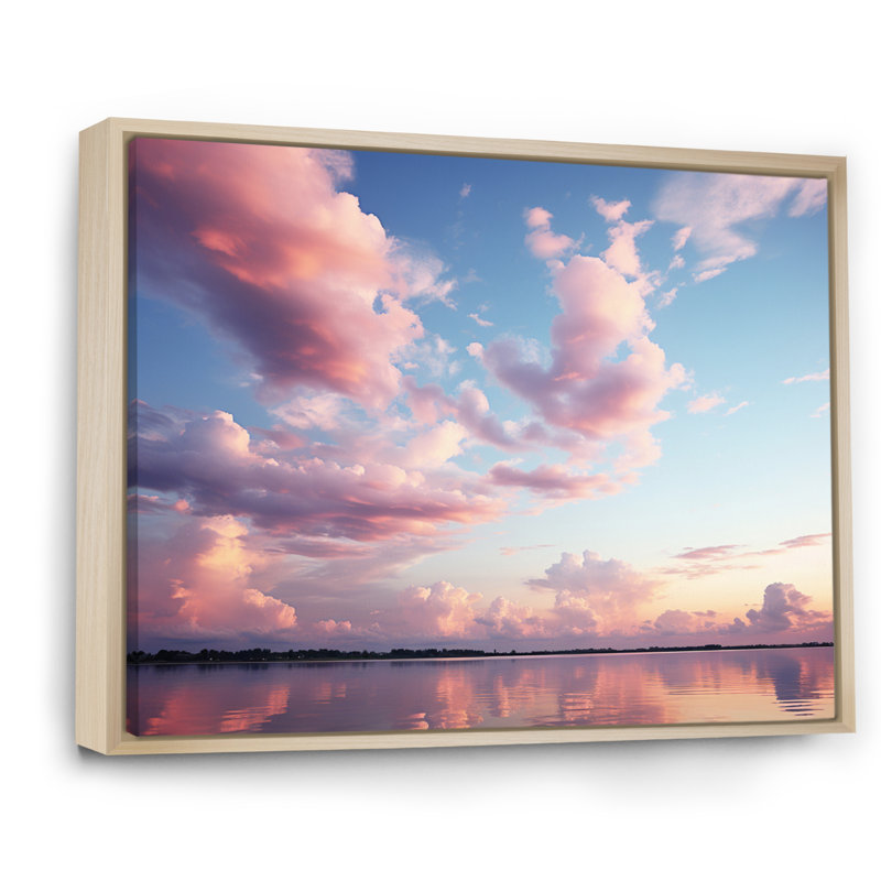Ciel rose, sérénité céleste sur toile, Cadre naturel flottant, H 16 po x l 32 po x P 1 po