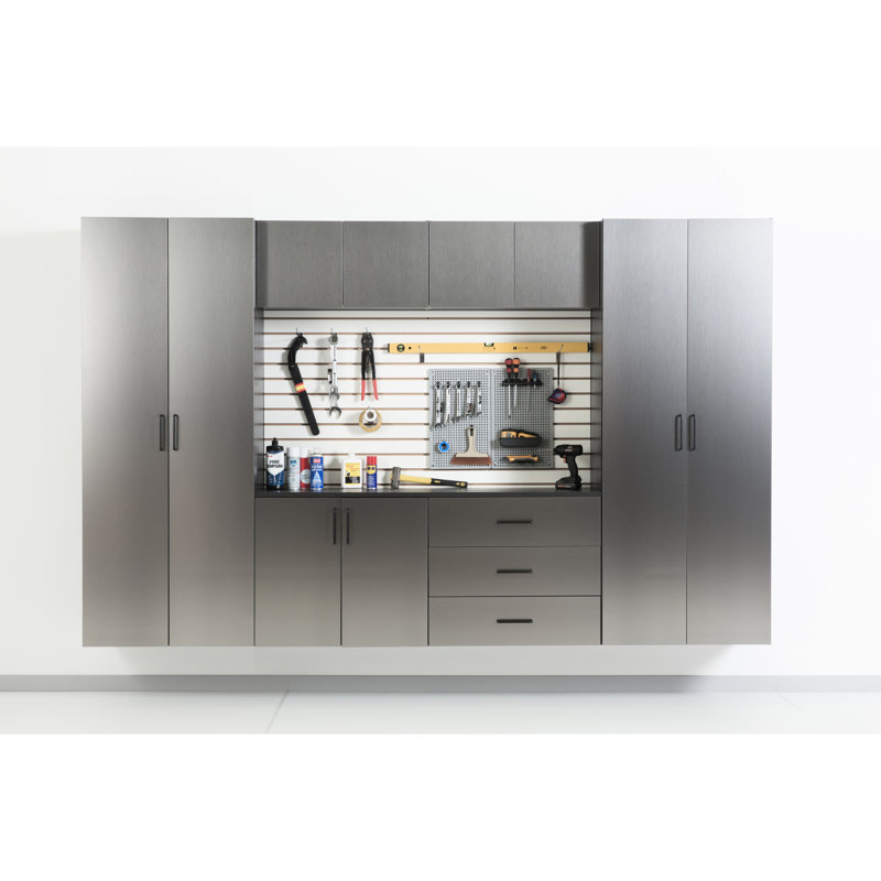Series, Garage Cabinet , Metallic Gray Finish, Mechanism, Water And Heat Resistance Capacity, E0-Grade Board, Feature For Height-Adjustable Shelves, Heavy-Duty Double Metal Bracket Configuration