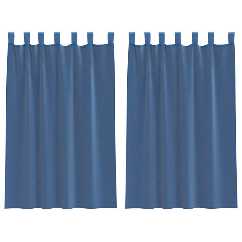 Voile Curtains With Tab Top 2 Pcs, Royal Blue, 140cm Width x 175cm Drop