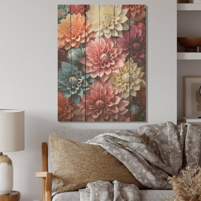 Mums Burst With A Spectrum Of Colors Depicted  Mums Wood Art On Natural Pine Wood