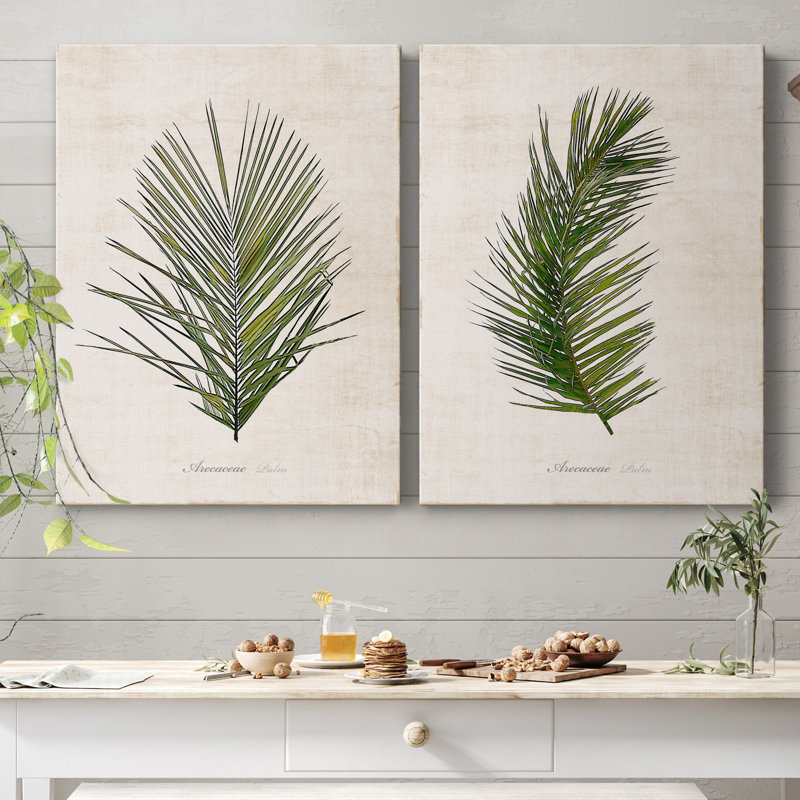 Palm Botanical I - Ensemble de 2 reproductions d'art, Pas de tapis, H 12 po x l 16 po x P 1 po, Toile tendue