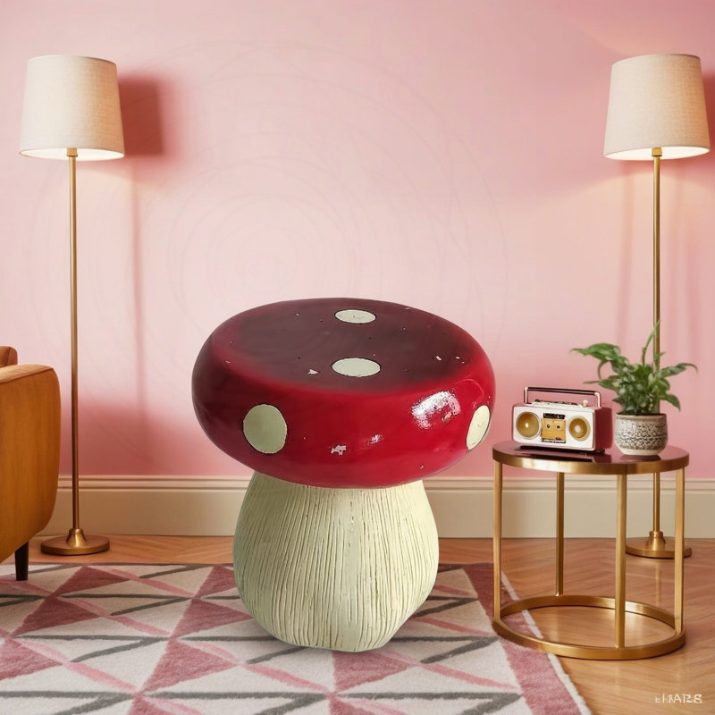 Statue de champignon surdimensionnée en résine, Rouge
