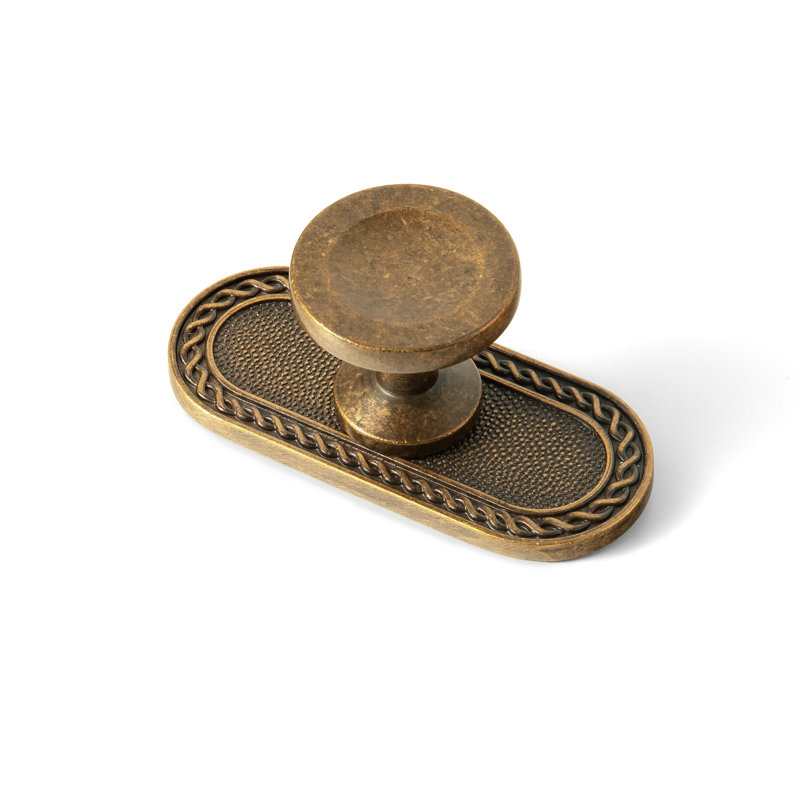 Bouton rond de 1,2 po de diamètre avec plaque arrière (G021), Laiton antique, G021