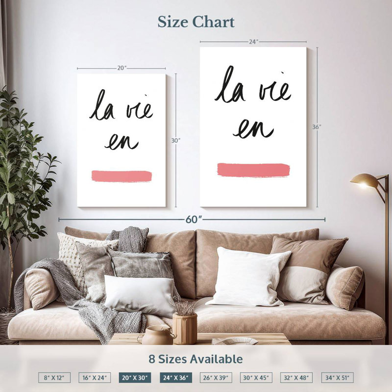 Rose Tergel La Vie, H 36 po x l 24 po