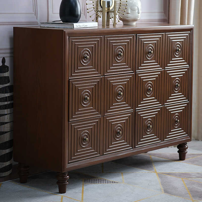 Commode d'appoint vintage à six tiroirs, Brun