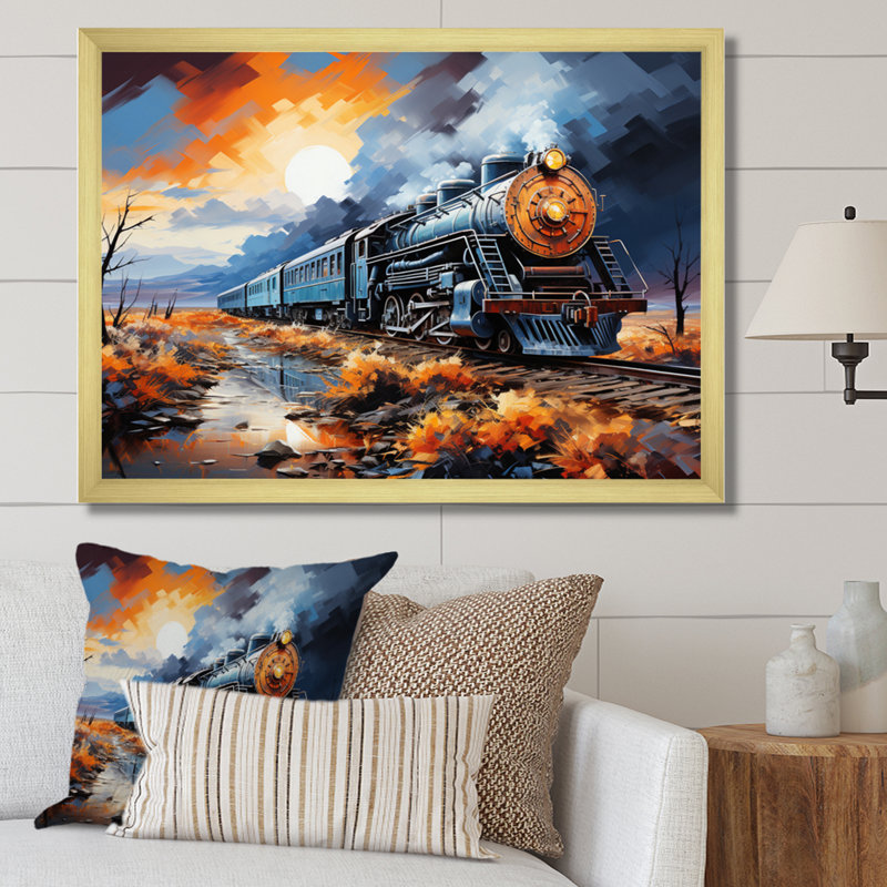 Abstract Train Sublime Landscapes II - Transportation Canvas Prints, Encadrement doré, H 24 po x l 32 po x P 1 po