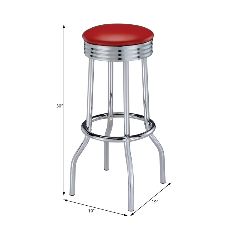 Mallouk Swivel Upholstered Counter Stool with Metal Frame, Red Faux Leather