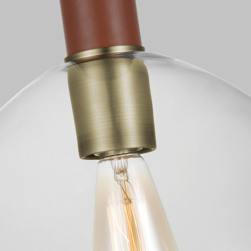 Luminaire suspendu en laiton usé à 1 lumière Hadley, H 12,75 po x l 13 po x P 13 po