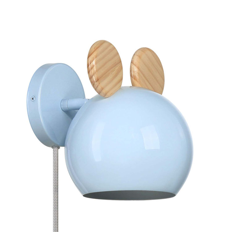 Applique murale Topsy à une lumière, Oreilles de souris, Bleu ciel