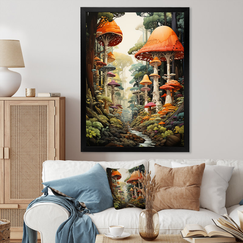 Reproduction d'art sur toile Redwood Mystical Giant Trees - Landscape & Nature, Cadre photo noir, H 20 po x l 12 po x P 1 po