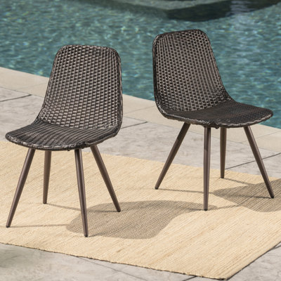 Chaise de salle à manger, brun multi avec pieds thermolaqués - siège d'extérieur moderne robuste et contemporain