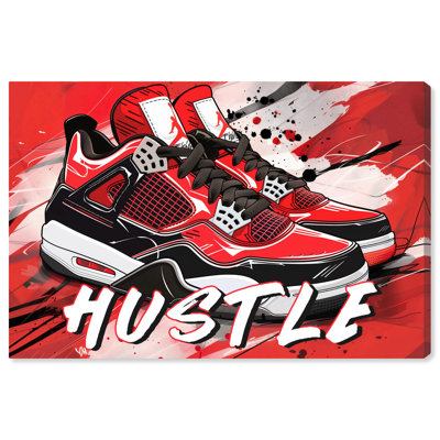 Red Hustle Style Sneakers Canvas Sneaker Prints by Art Remedy