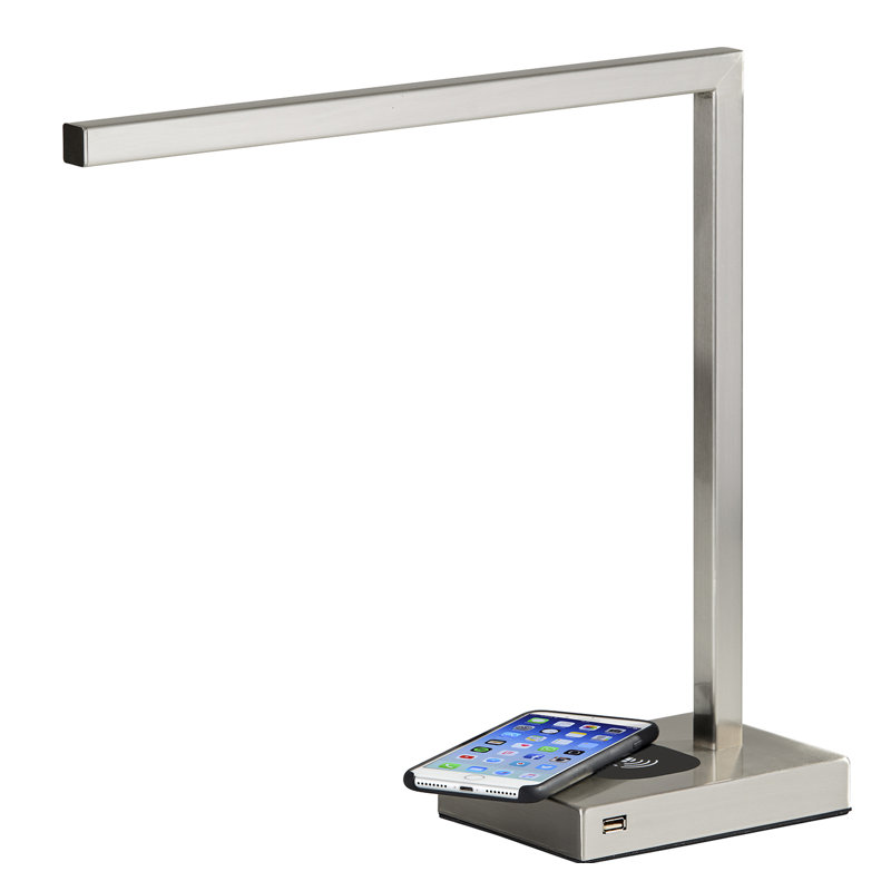 Metal USB Desk Lamp, Brushed Steel