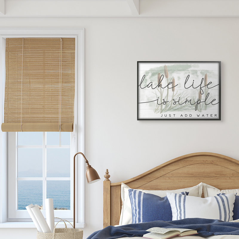 Plantes aquatiques à quenouilles Lake Life, Giclée encadrée noir minuit, H 16 po x l 20 po