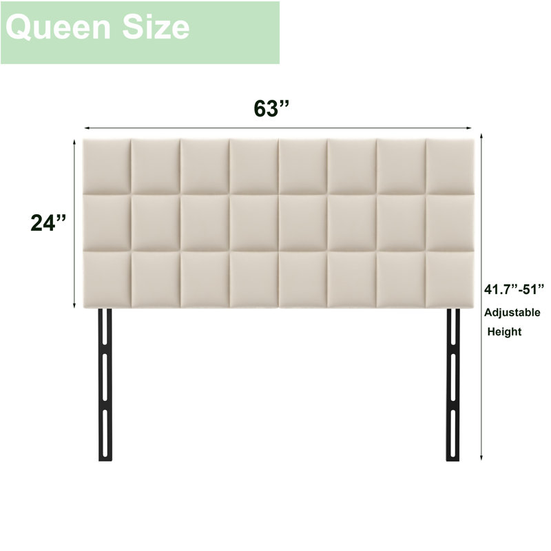 Upholstered Headboard, Queen, White