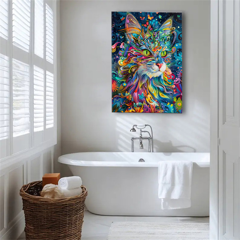 Affiche d'art chat coloré, 16 x 24 pouces