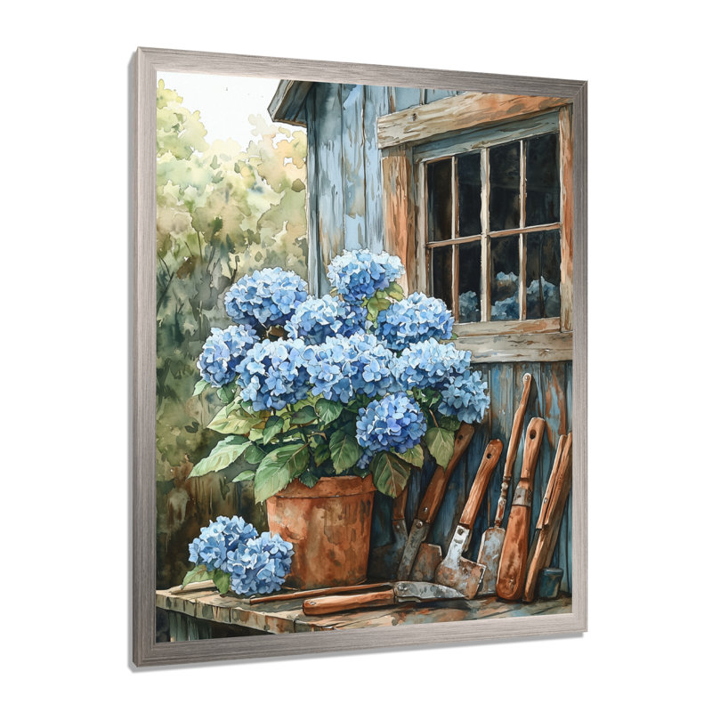 Eberly - Floral Wall Art, Argent argent, H 20 po x l 12 po, Reproduction encadrée sans passe-partout