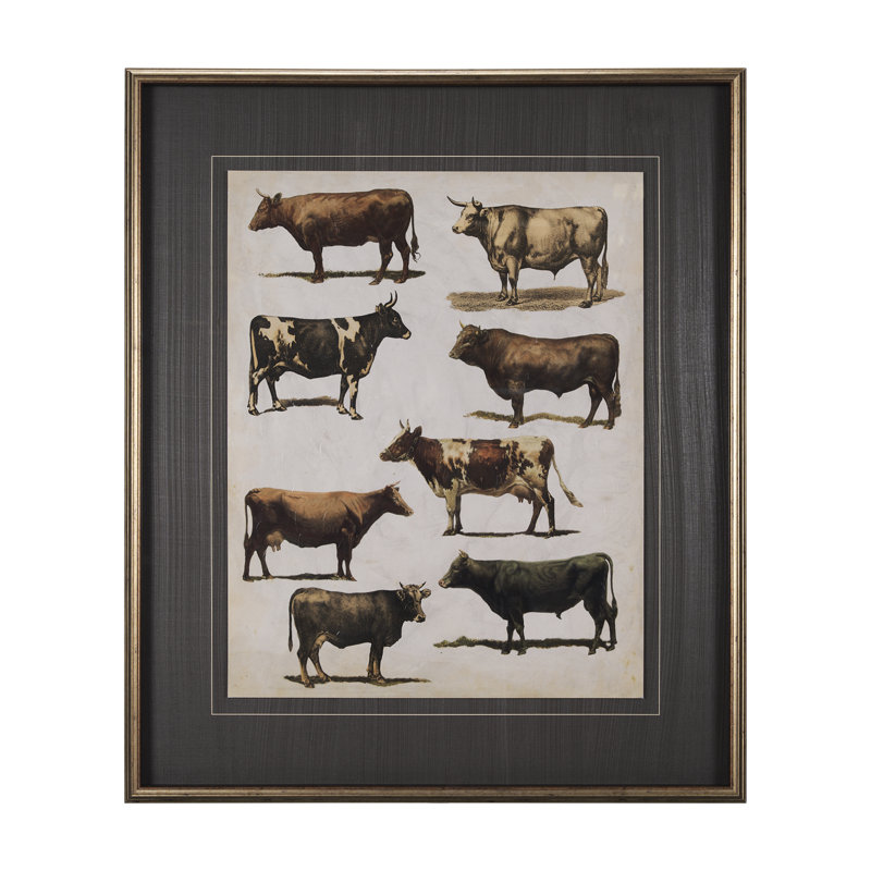 Vache antique, reproduction d'art encadrée sous verre