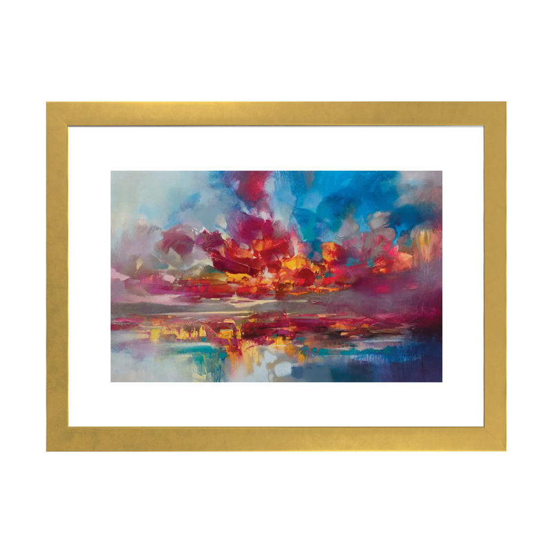 «Red Energy» par Scott Naismith - reproduction d'art, Blanc, Papier encadré doré, H 16 po x l 24 po x P 1 po
