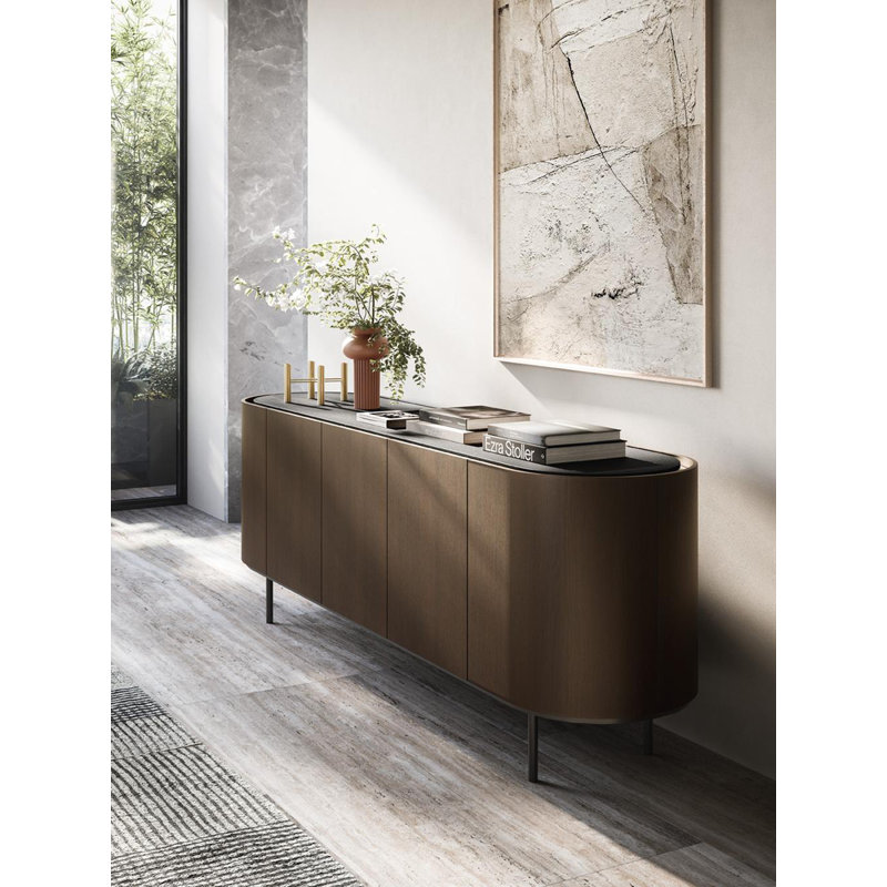 Lake Sideboards Buffets, 30.75"H x 70.88"W x 19"D, Canaletto Walnut/Bronze/Matt Black